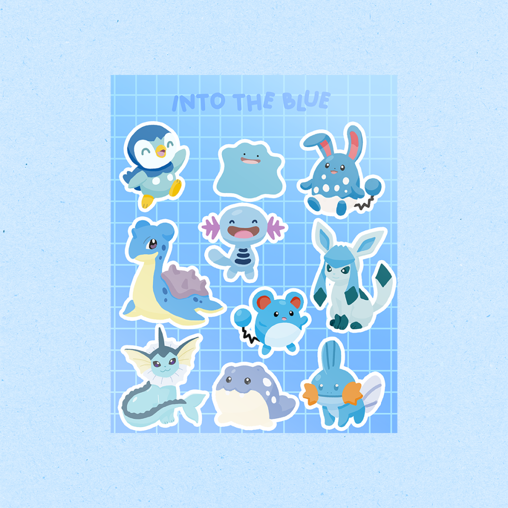 into the blue sticker sheet