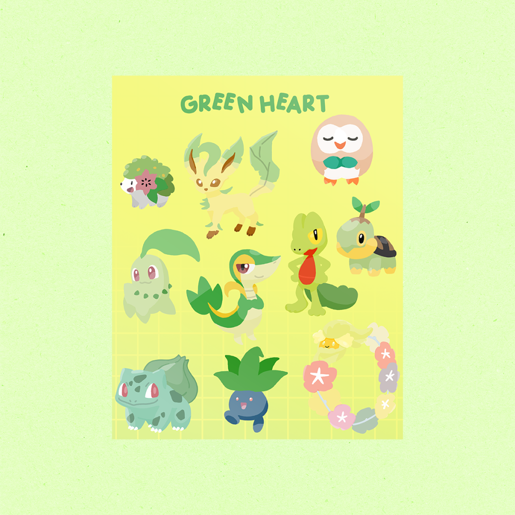 green heart sticker sheet
