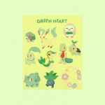 green heart sticker sheet