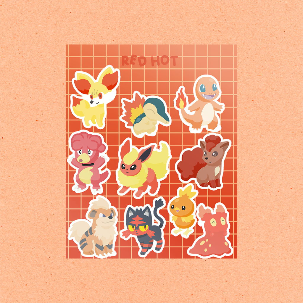 red hot sticker sheet